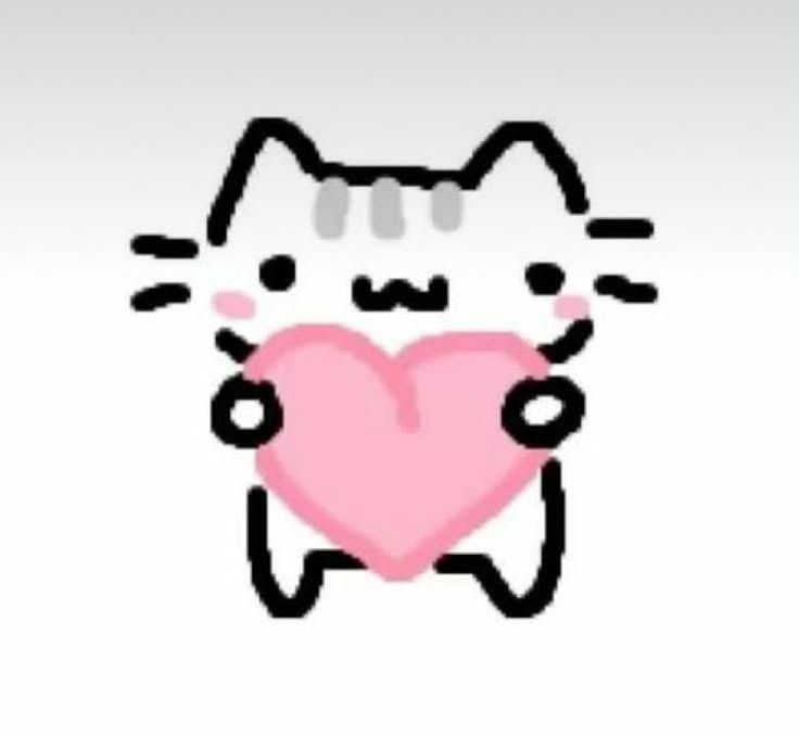 A cat holding a pink heart